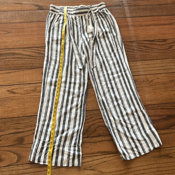JOLT Linen Blend Striped Tie Waist Paperbag Wide Leg Pants - Picture 8 of 10
